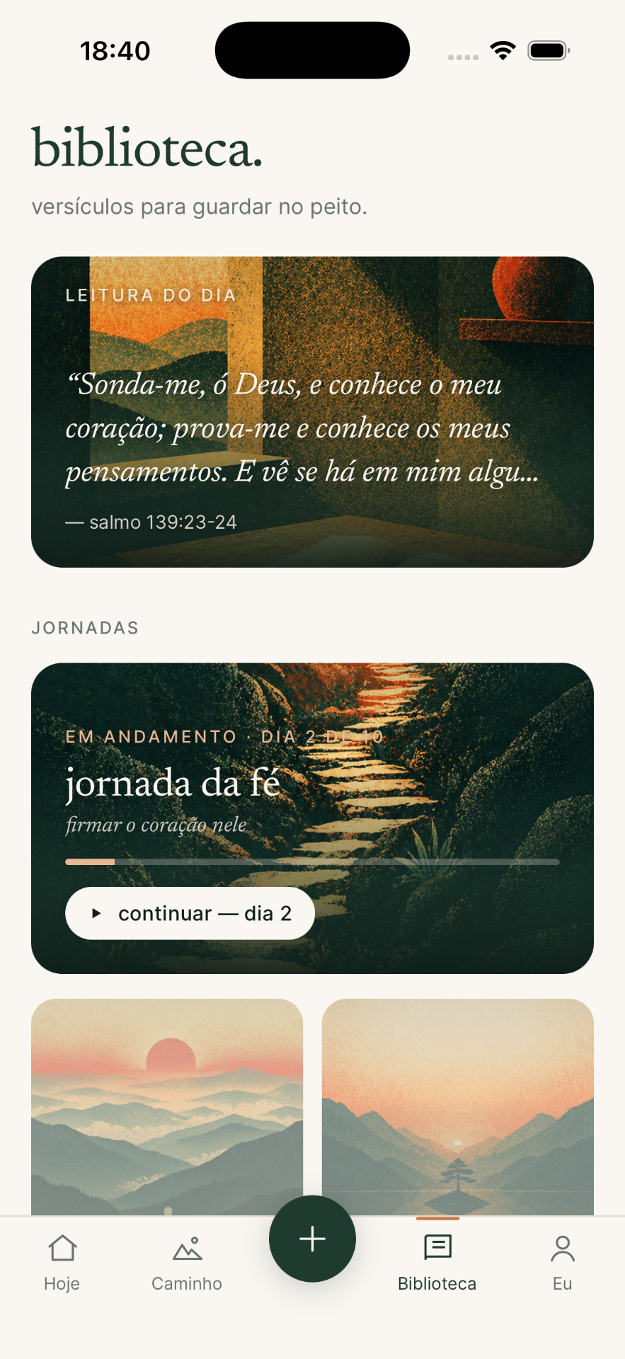 Tela da biblioteca de versículos