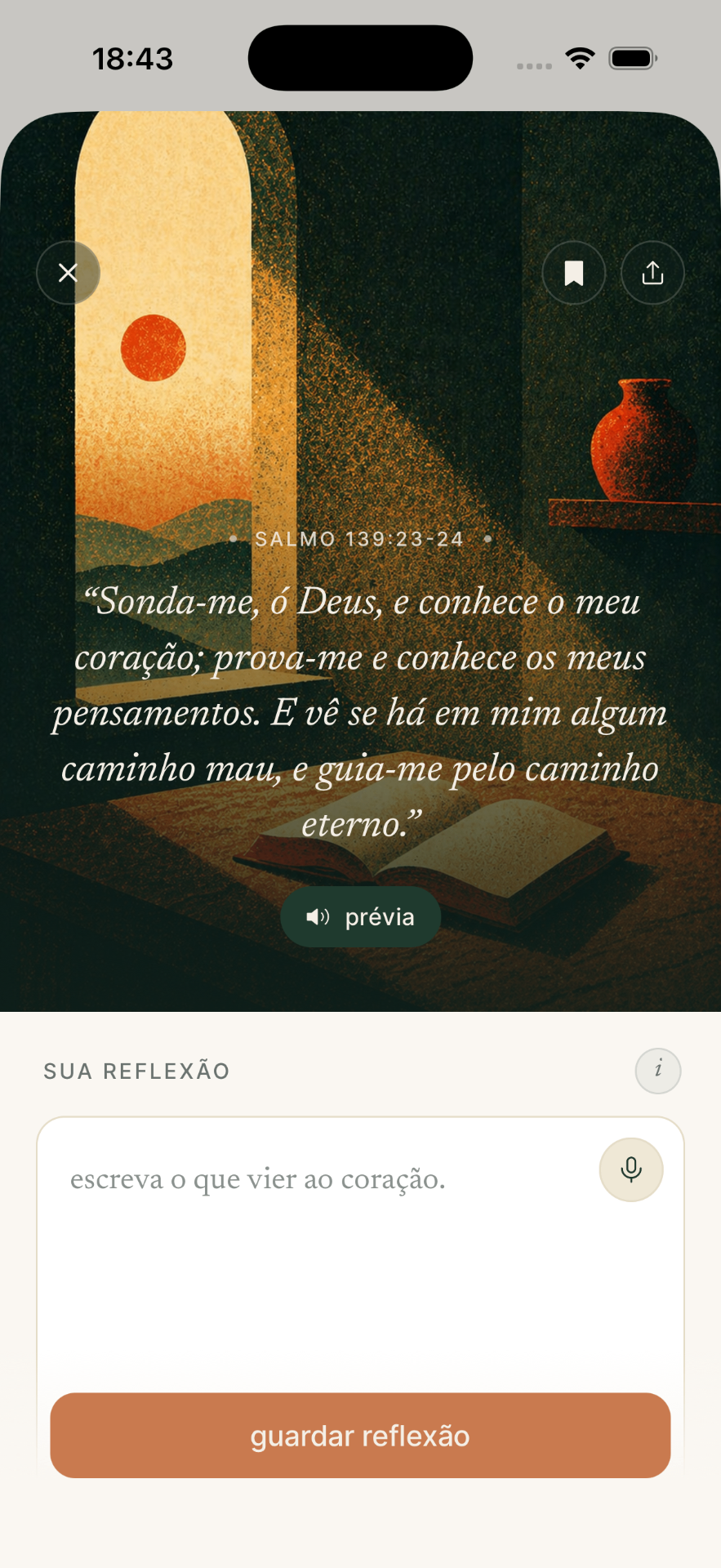 Tela de reflexão pessoal